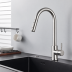 Artifice Home Minimalist Modern High Arc Pull Down Kitchen Faucet, Single Handle Kitchen Sink Faucet with Dual Function Sprayer, Solid Core