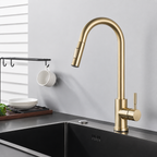 Artifice Home Minimalist Modern High Arc Pull Down Kitchen Faucet, Single Handle Kitchen Sink Faucet with Dual Function Sprayer, Solid Core