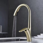 Artifice Home Artec Pearson Pull Down Kitchen Faucet, High Arc Single Handle Kitchen Sink Faucet with Sprayer, Solid Brass