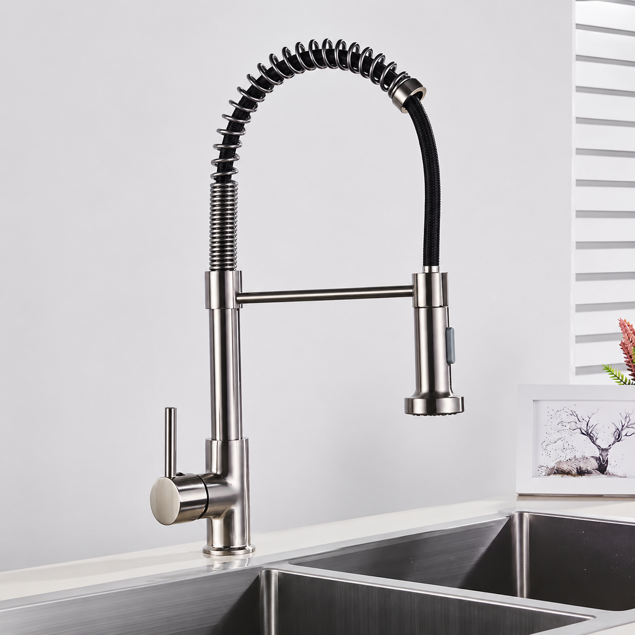 Artifice Home Chef High Arc Pull Down Kitchen Faucet, Single Handle Kitchen Sink Faucet with Dual Function Sprayer, Solid Brass Core