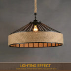 Bright Retro Industrial Hemp Rope Pendant Chandelier
