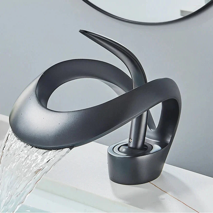 Hertz bathroom mixer tap with waterfall effect.