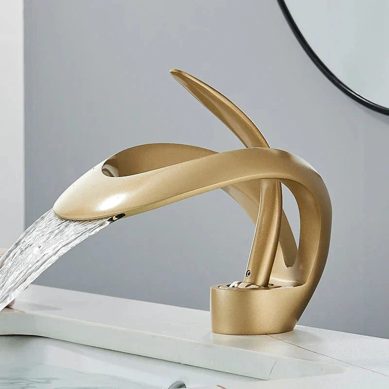 Hertz bathroom mixer tap with waterfall effect.