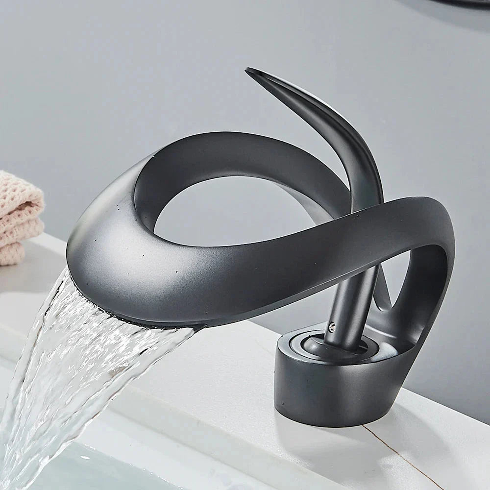 Hertz bathroom mixer tap with waterfall effect.