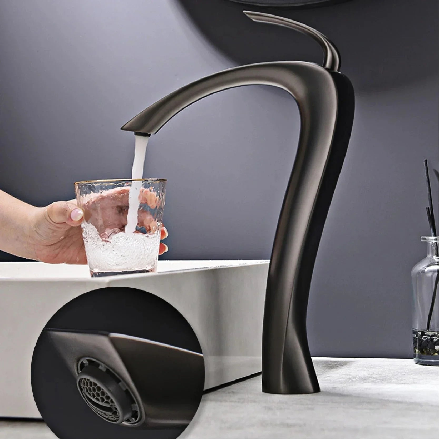 Luxury Sepertino Deck Mount Bathroom Faucet