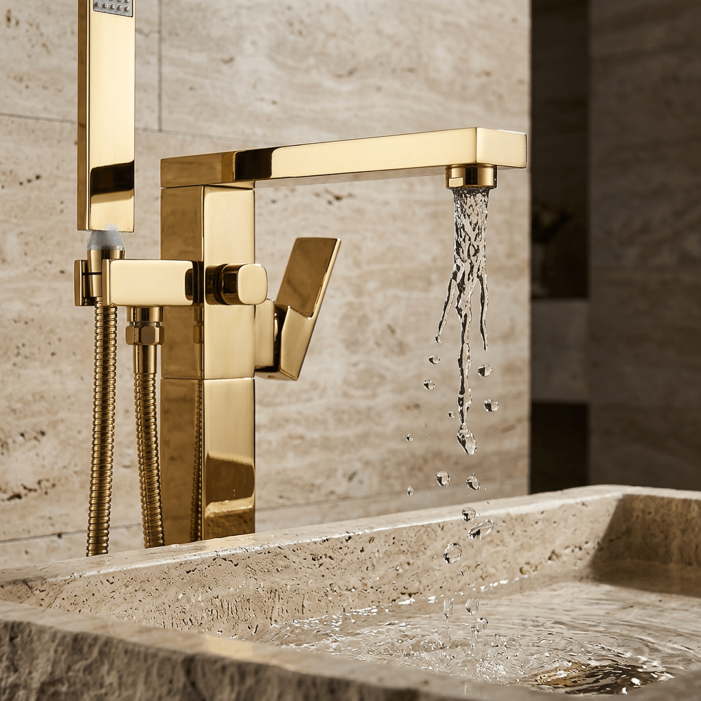 Artifice Home Retrover Floor-Mount Freestanding Tub Filler with Hand Shower