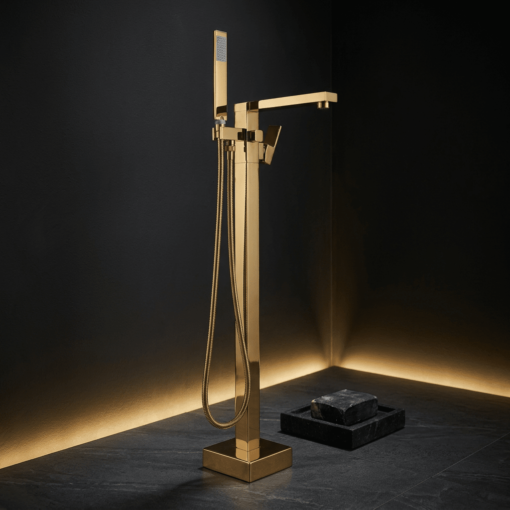 Artifice Home Retrover Floor-Mount Freestanding Tub Filler with Hand Shower