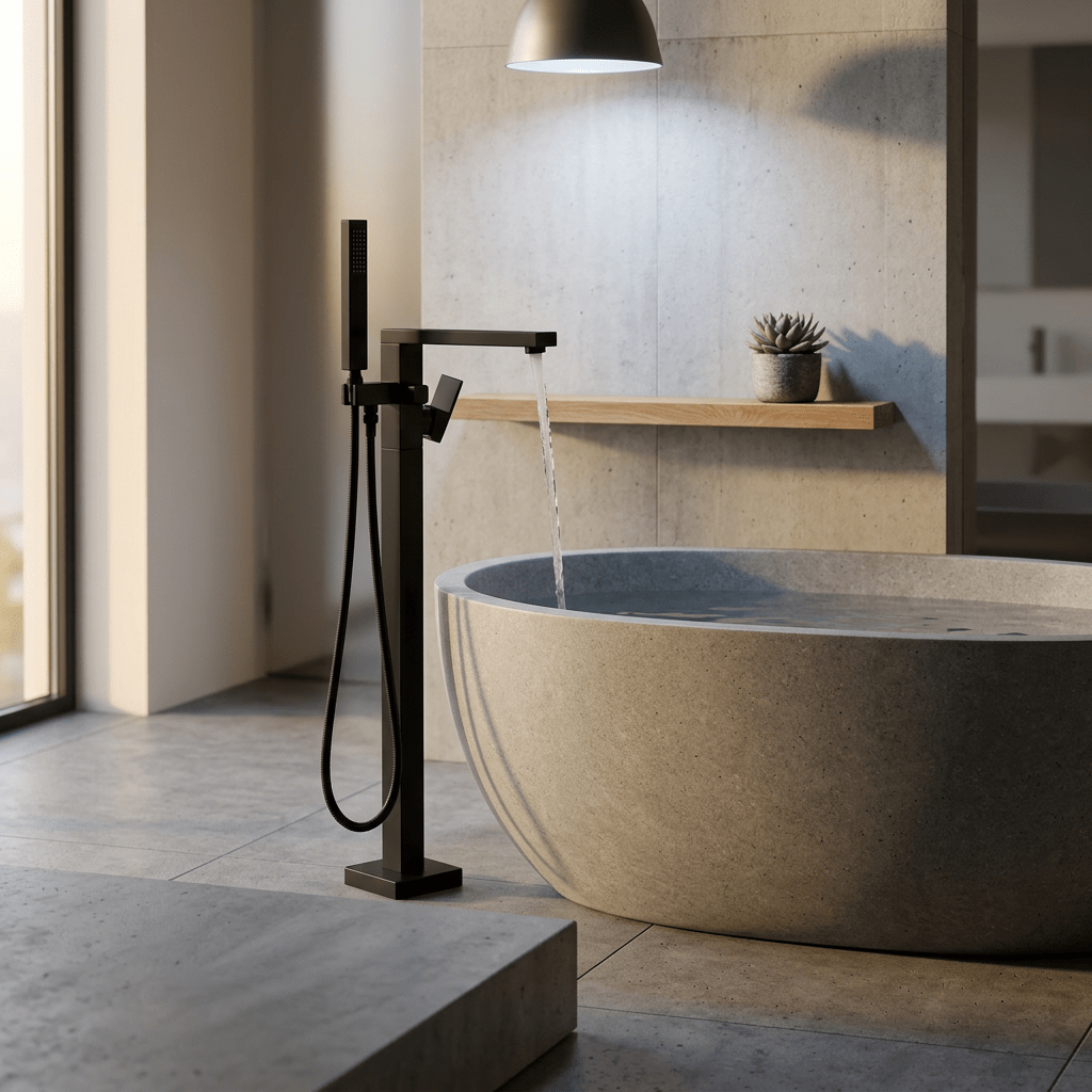Artifice Home Retrover Floor-Mount Freestanding Tub Filler with Hand Shower