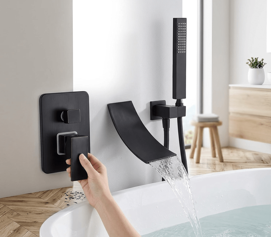 AquaStream Luxe Wall-Mounted Single-Handle Bathtub Mixer Faucet