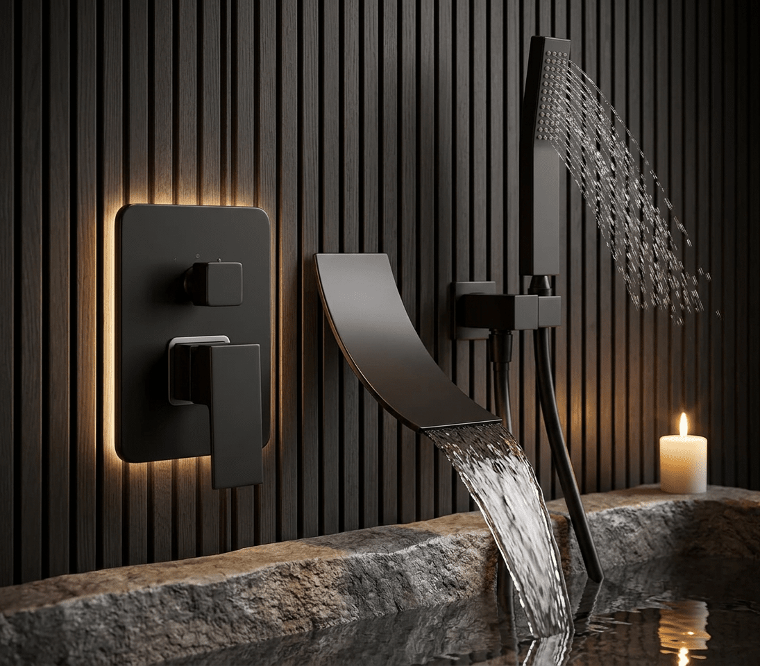 AquaStream Luxe Wall-Mounted Single-Handle Bathtub Mixer Faucet