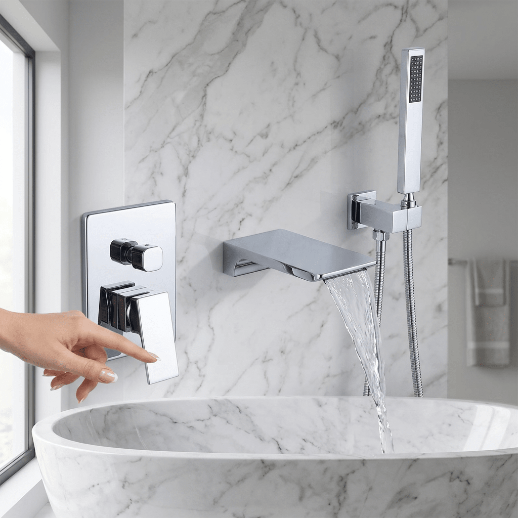 The HydroLux Elite Single-Handle Wall-Mounted Tub Filler Faucet