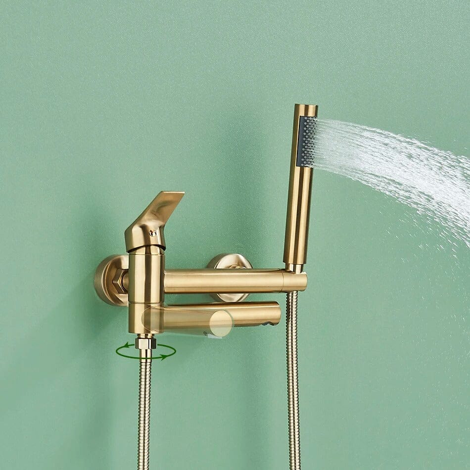Wall-Mounted Single-Handle Bathtub Faucet with Handheld Shower - Troover