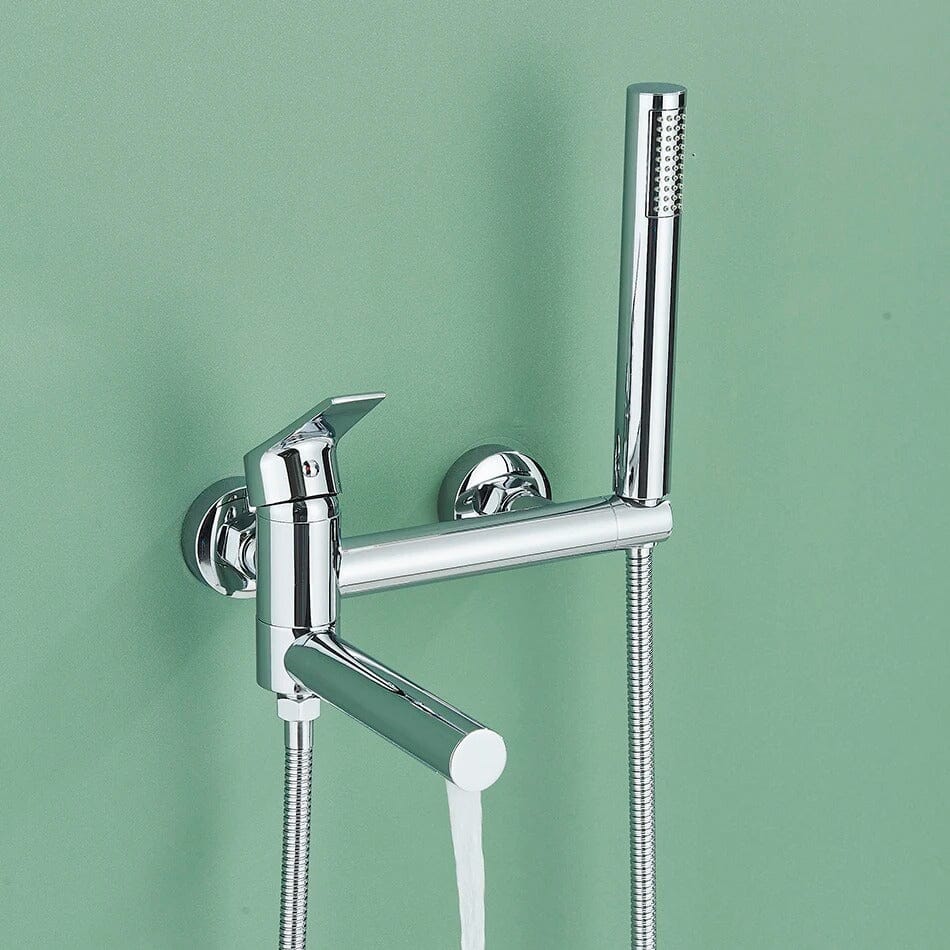 Wall-Mounted Single-Handle Bathtub Faucet with Handheld Shower - Troover