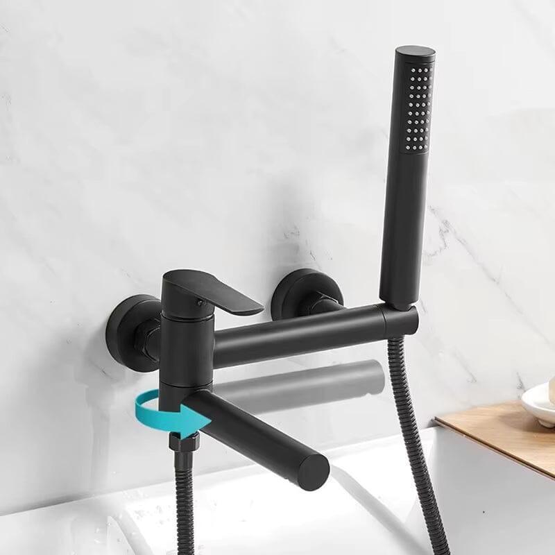 Wall-Mounted Single-Handle Bathtub Faucet with Handheld Shower - Troover