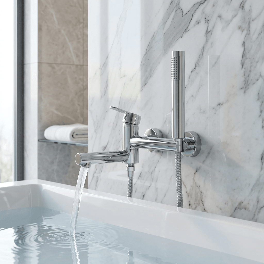 Wall-Mounted Single-Handle Bathtub Faucet with Handheld Shower - Troover