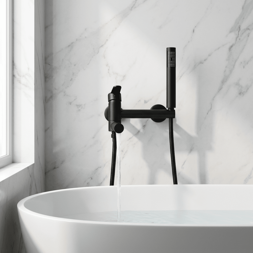Wall-Mounted Single-Handle Bathtub Faucet with Handheld Shower - Troover