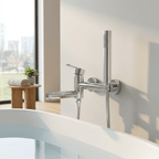 Wall-Mounted Single-Handle Bathtub Faucet with Handheld Shower - Troover
