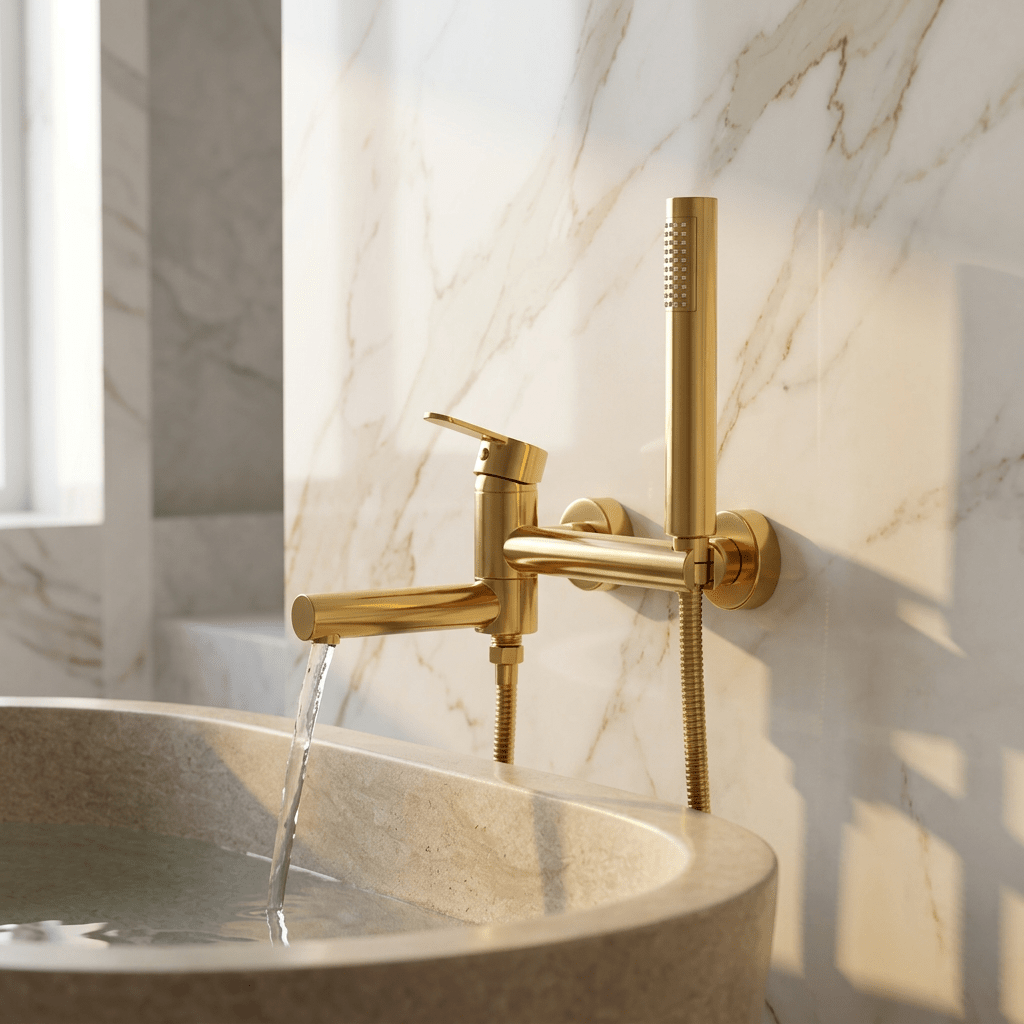 Wall-Mounted Single-Handle Bathtub Faucet with Handheld Shower - Troover