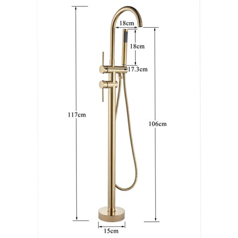 Contemporary Brushed Gold Freestanding Bathtub Single-Handle Faucet