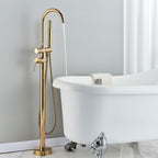 Contemporary Brushed Gold Freestanding Bathtub Single-Handle Faucet
