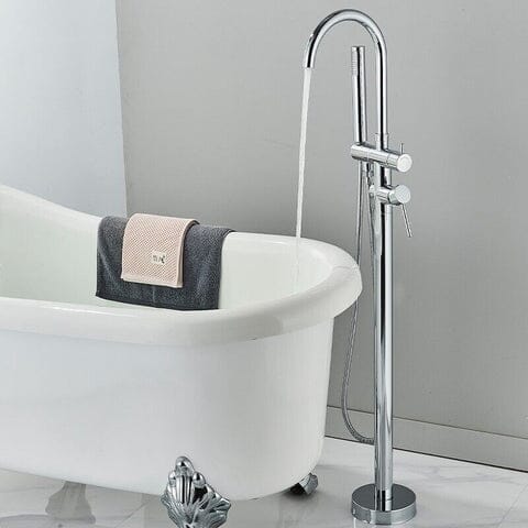 Danley Contemporary Freestanding Bathtub Floor-Mount Single-Handle Faucet in Chrome