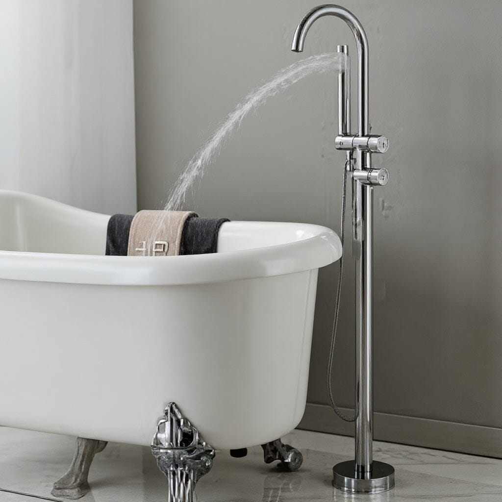 Danley Contemporary Freestanding Bathtub Floor-Mount Single-Handle Faucet in Chrome