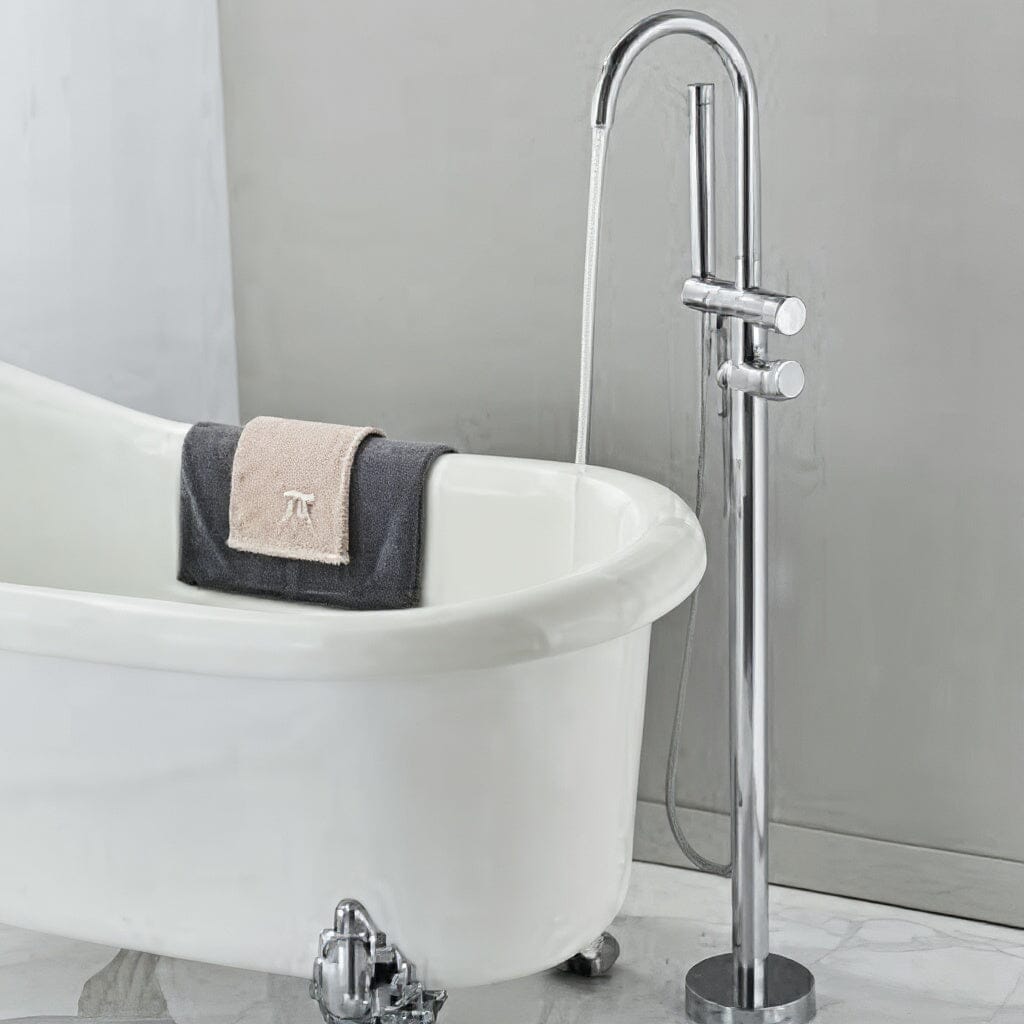 Danley Contemporary Freestanding Bathtub Floor-Mount Single-Handle Faucet in Chrome