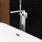 Artifice Home Crockt Freestanding Bathtub Faucet - Chrome Tub Filler Pedestal Mixer