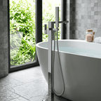 Artifice Home Crockt Freestanding Bathtub Faucet - Chrome Tub Filler Pedestal Mixer