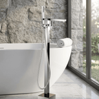 Artifice Home Crockt Freestanding Bathtub Faucet - Chrome Tub Filler Pedestal Mixer