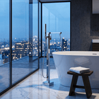 Artifice Home Crockt Freestanding Bathtub Faucet - Chrome Tub Filler Pedestal Mixer