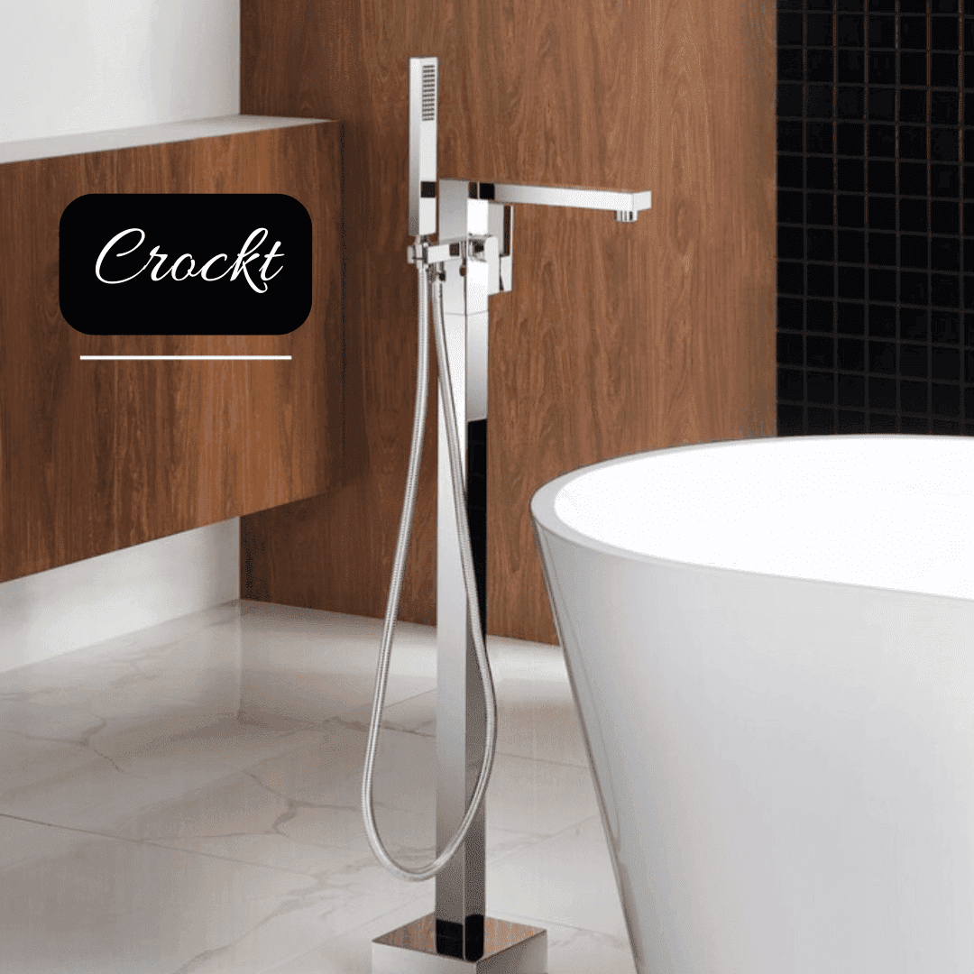 Artifice Home Crockt Freestanding Bathtub Faucet - Chrome Tub Filler Pedestal Mixer