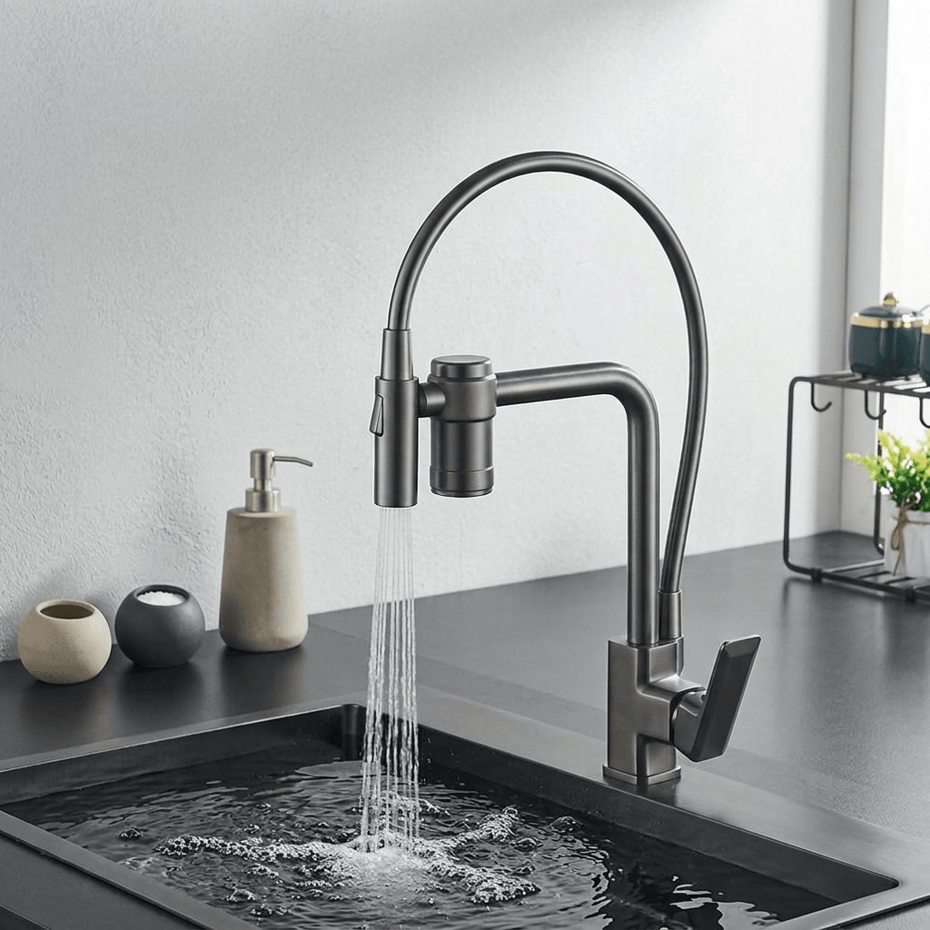 Gourmet Faucet with Filter, Single Lever, Countertop, Eirelez Platinum