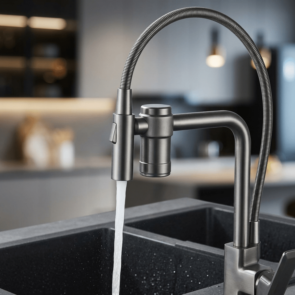 Gourmet Faucet with Filter, Single Lever, Countertop, Eirelez Platinum