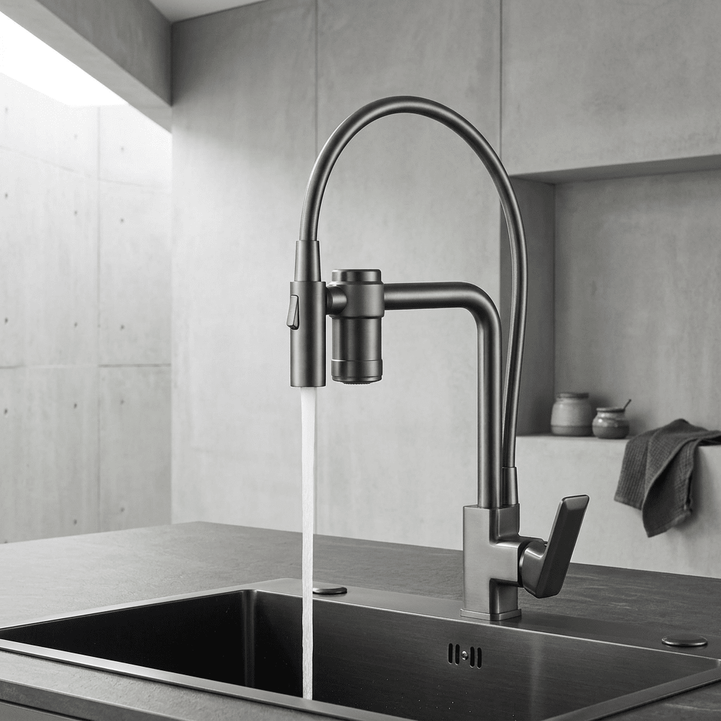 Gourmet Faucet with Filter, Single Lever, Countertop, Eirelez Platinum