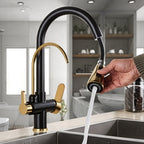 Kraus 3-in-1 Gourmet Pull-Down Kitchen Faucet with Integrated Water Filter and 3-Function Sprayhead