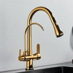 Kraus 3-in-1 Gourmet Pull-Down Kitchen Faucet with Integrated Water Filter and 3-Function Sprayhead
