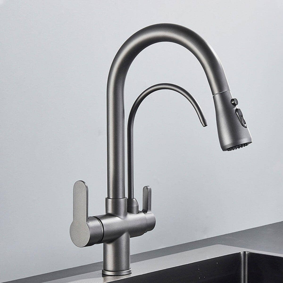 Kraus 3-in-1 Gourmet Pull-Down Kitchen Faucet with Integrated Water Filter and 3-Function Sprayhead