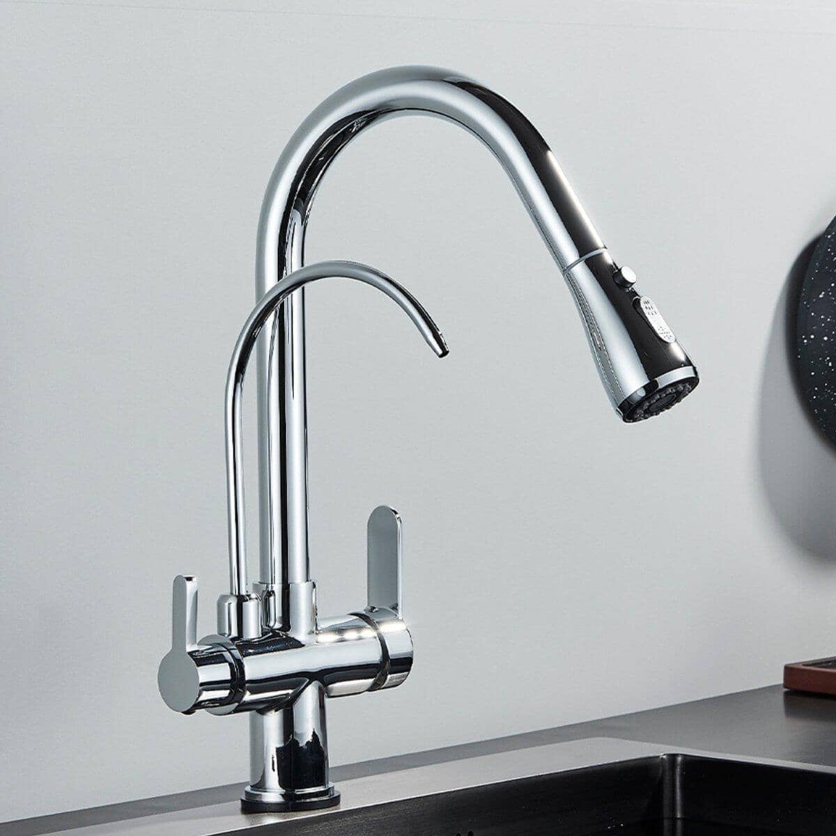 Kraus 3-in-1 Gourmet Pull-Down Kitchen Faucet with Integrated Water Filter and 3-Function Sprayhead