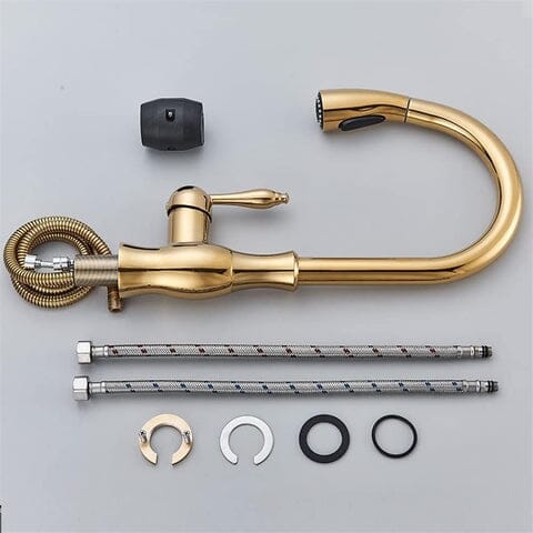 Artifice Home Darty Modern High Arc Pull Down Kitchen Faucet, Single Handle Kitchen Sink Faucet with Dual Function Sprayer, Premium Solid Brass Matrix