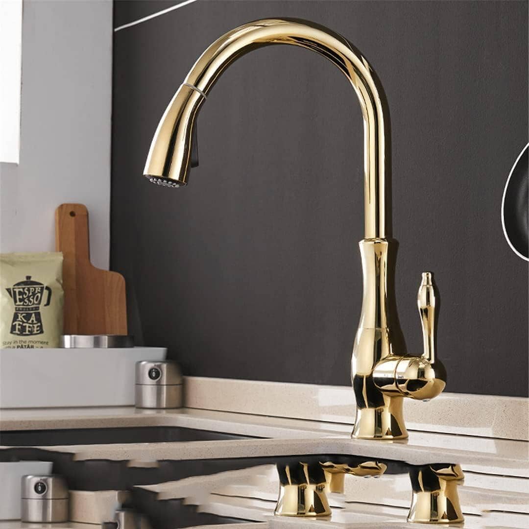 Artifice Home Darty Modern High Arc Pull Down Kitchen Faucet, Single Handle Kitchen Sink Faucet with Dual Function Sprayer, Premium Solid Brass Matrix