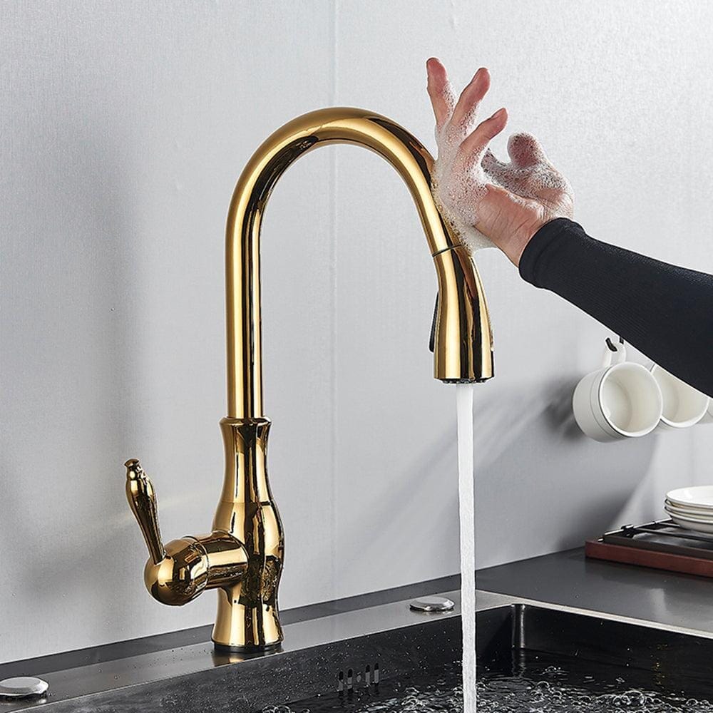 Artifice Home Darty Modern High Arc Pull Down Kitchen Faucet, Single Handle Kitchen Sink Faucet with Dual Function Sprayer, Premium Solid Brass Matrix