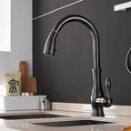 Artifice Home Darty Modern High Arc Pull Down Kitchen Faucet, Single Handle Kitchen Sink Faucet with Dual Function Sprayer, Premium Solid Brass Matrix