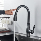 Artifice Home Darty Modern High Arc Pull Down Kitchen Faucet, Single Handle Kitchen Sink Faucet with Dual Function Sprayer, Premium Solid Brass Matrix