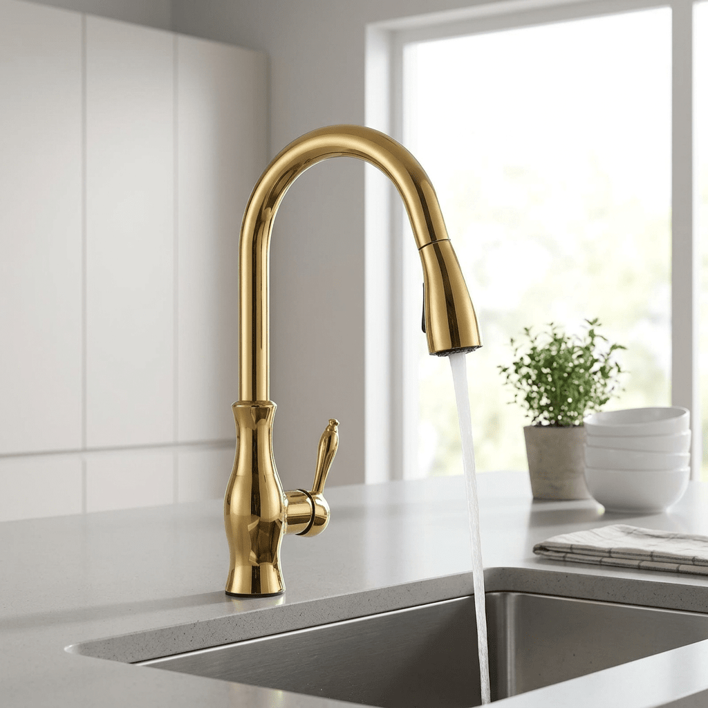 Artifice Home Darty Modern High Arc Pull Down Kitchen Faucet, Single Handle Kitchen Sink Faucet with Dual Function Sprayer, Premium Solid Brass Matrix