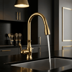 Artifice Home Darty Modern High Arc Pull Down Kitchen Faucet, Single Handle Kitchen Sink Faucet with Dual Function Sprayer, Premium Solid Brass Matrix
