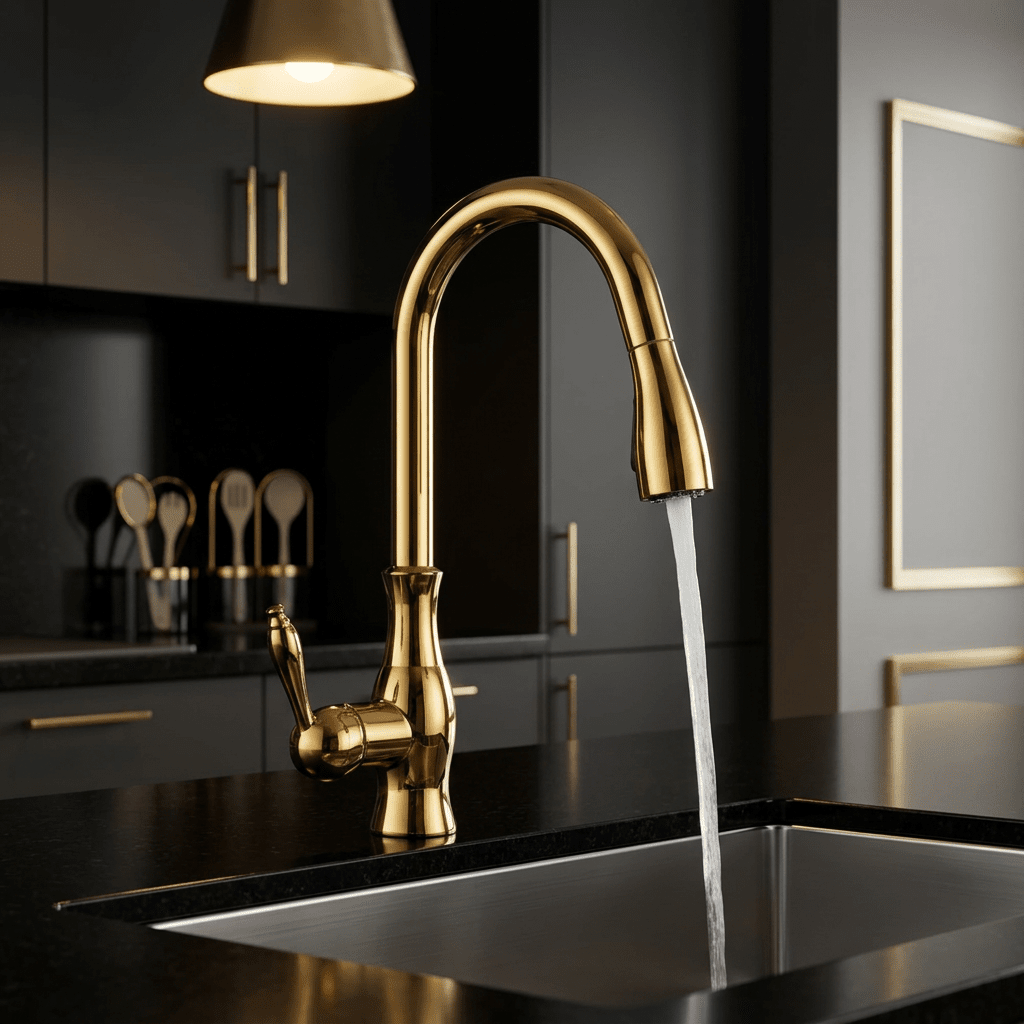 Artifice Home Darty Modern High Arc Pull Down Kitchen Faucet, Single Handle Kitchen Sink Faucet with Dual Function Sprayer, Premium Solid Brass Matrix