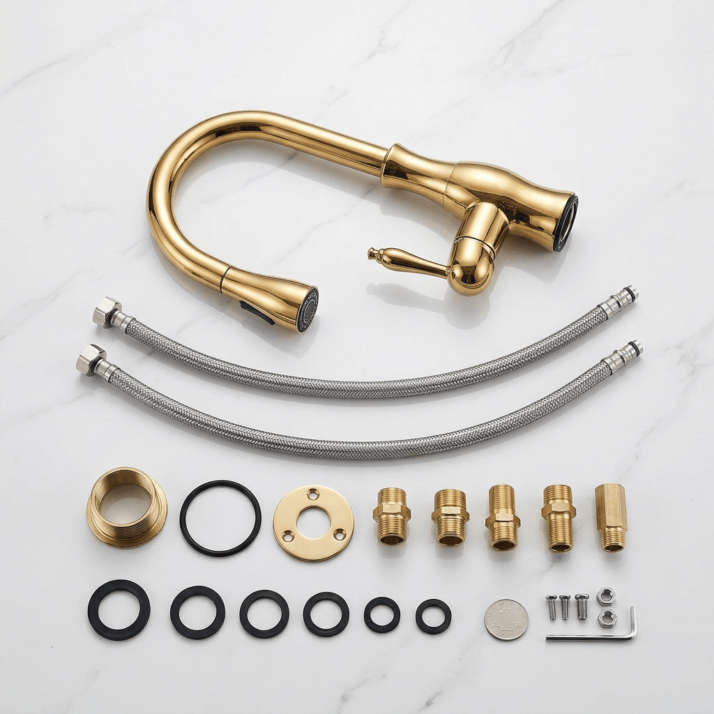 Artifice Home Darty Modern High Arc Pull Down Kitchen Faucet, Single Handle Kitchen Sink Faucet with Dual Function Sprayer, Premium Solid Brass Matrix