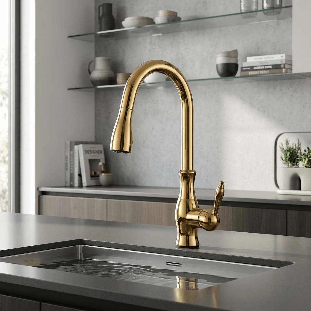 Artifice Home Darty Modern High Arc Pull Down Kitchen Faucet, Single Handle Kitchen Sink Faucet with Dual Function Sprayer, Premium Solid Brass Matrix