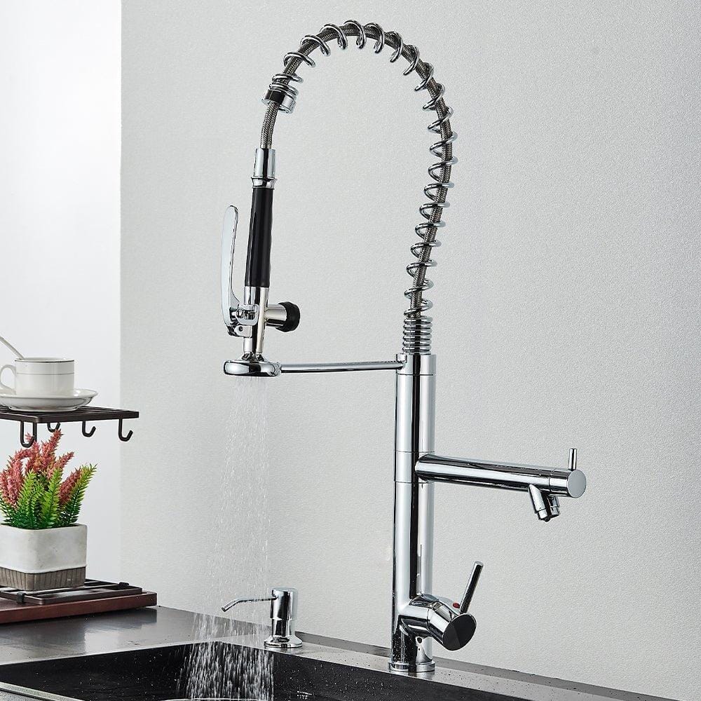 Gourmet Kitchen Faucet Dual Spring Spray Single-Handle High Spout Troia